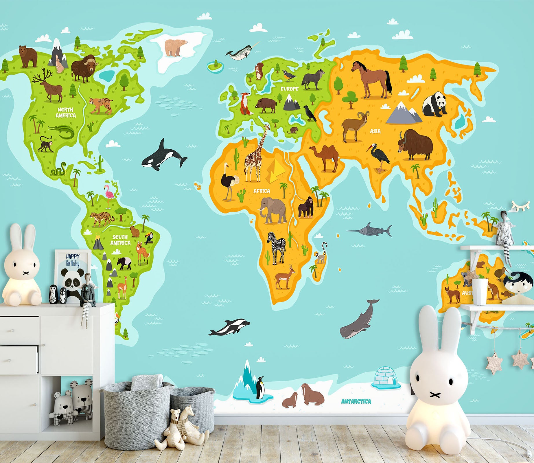 3D Colored Island 2162 World Map Wall Murals