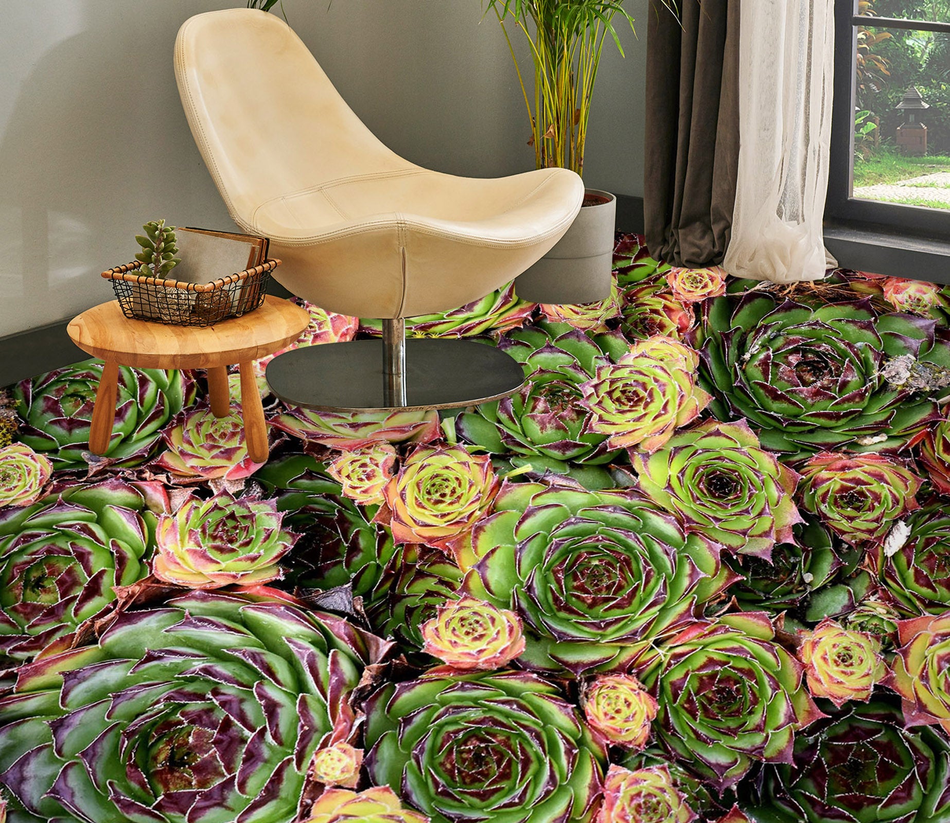 3D Lush Succulent Flowers 374 Floor Mural  Wallpaper Murals Rug & Mat Print Epoxy waterproof bath floor
