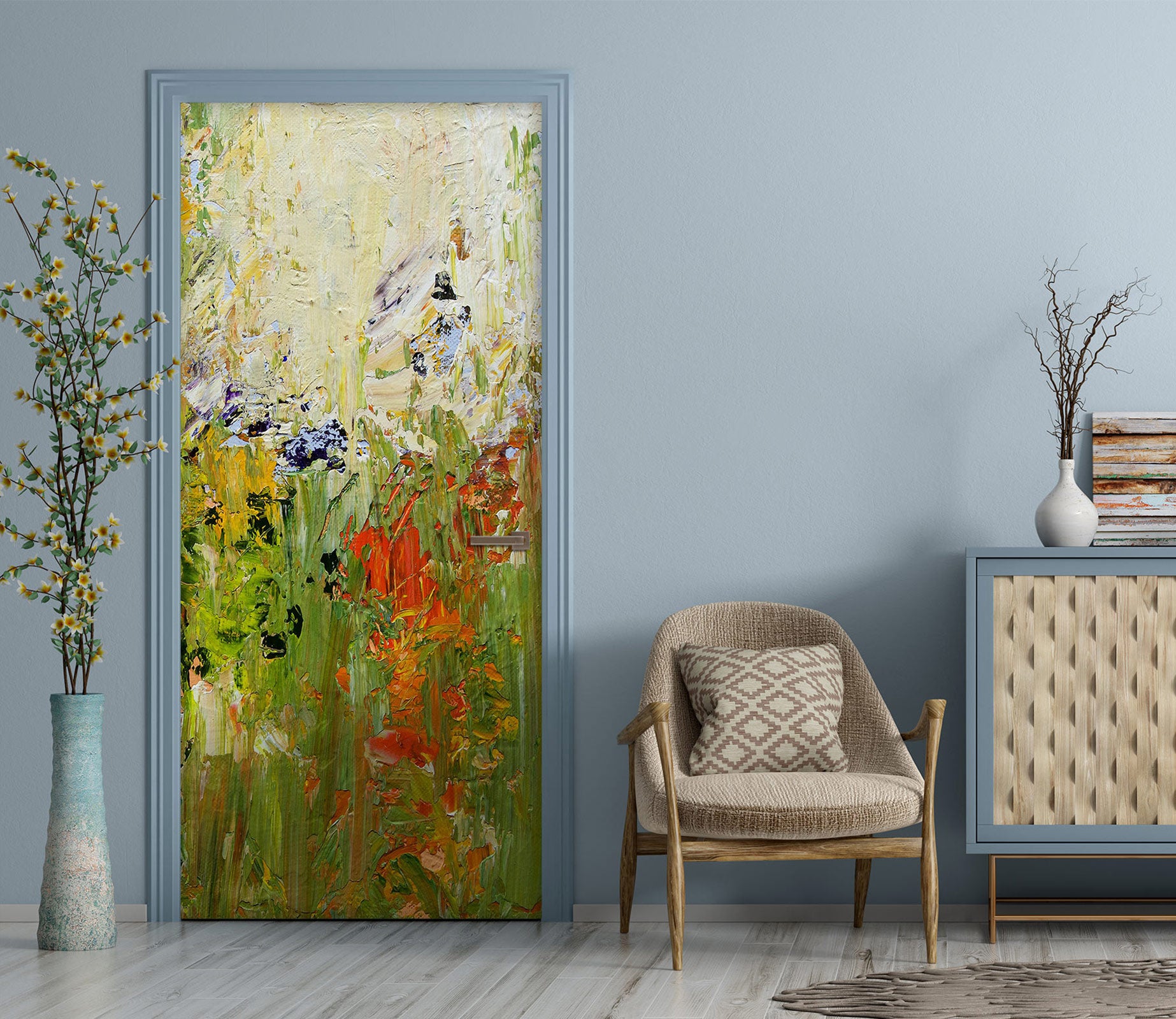 3D Flowers Plants Paint Pattern 93165 Allan P. Friedlander Door Mural