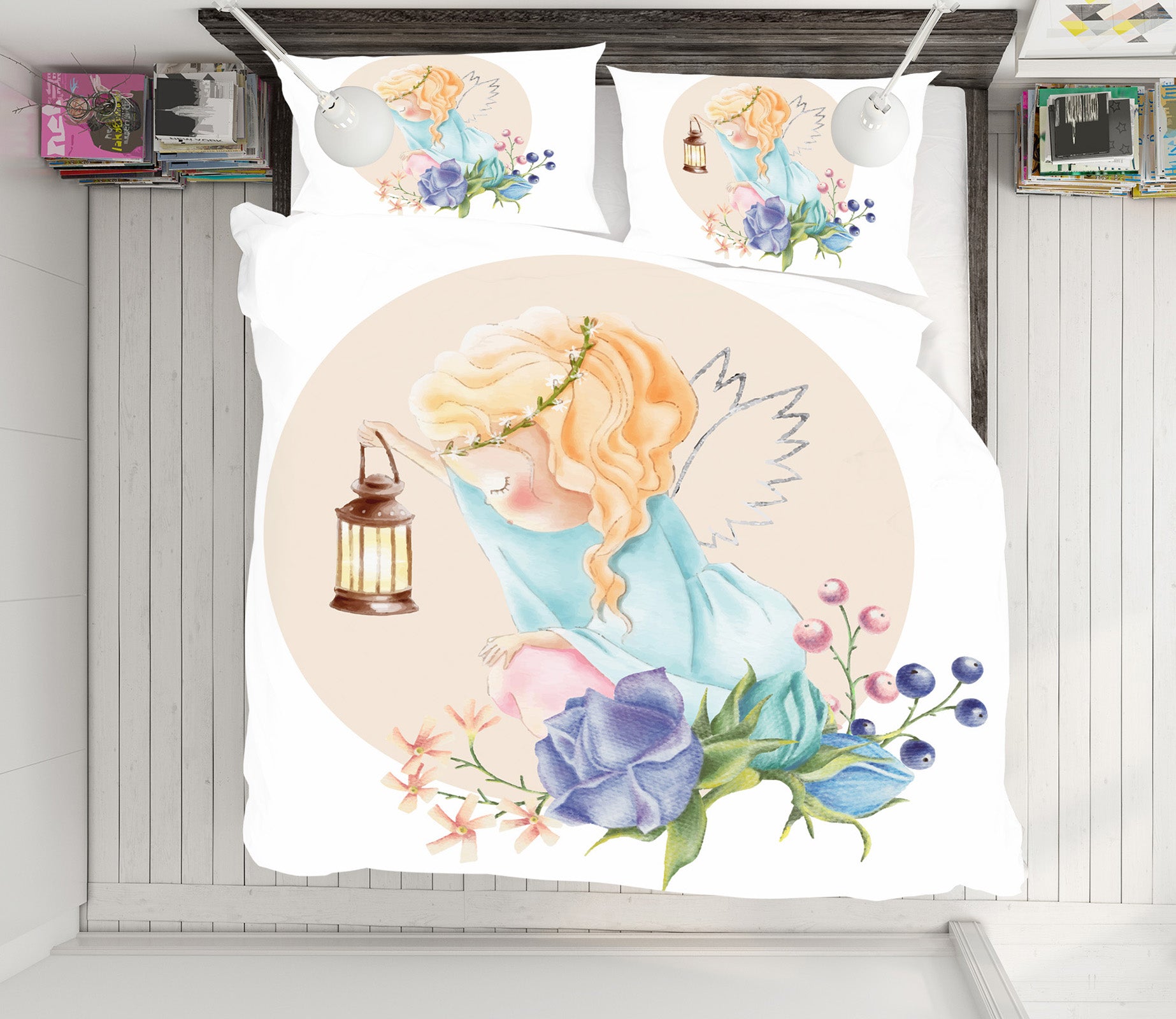 3D Flowers Angel Girl 64007 Bed Pillowcases Quilt