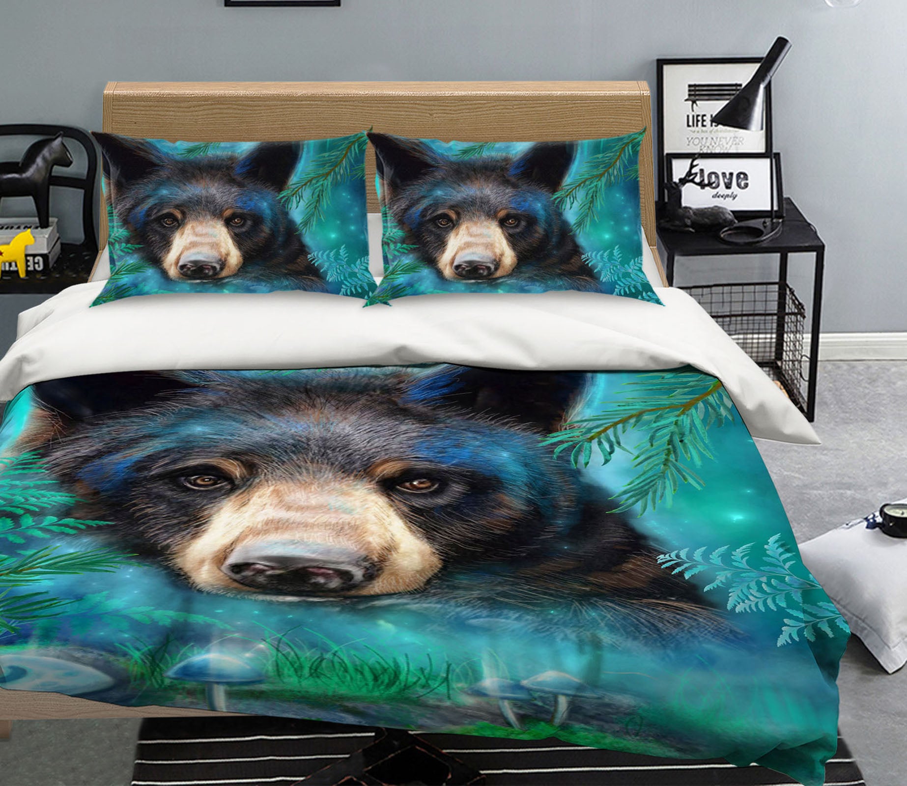 3D Mushroom Bear 8573 Sheena Pike Bedding Bed Pillowcases Quilt Cover Duvet Cover