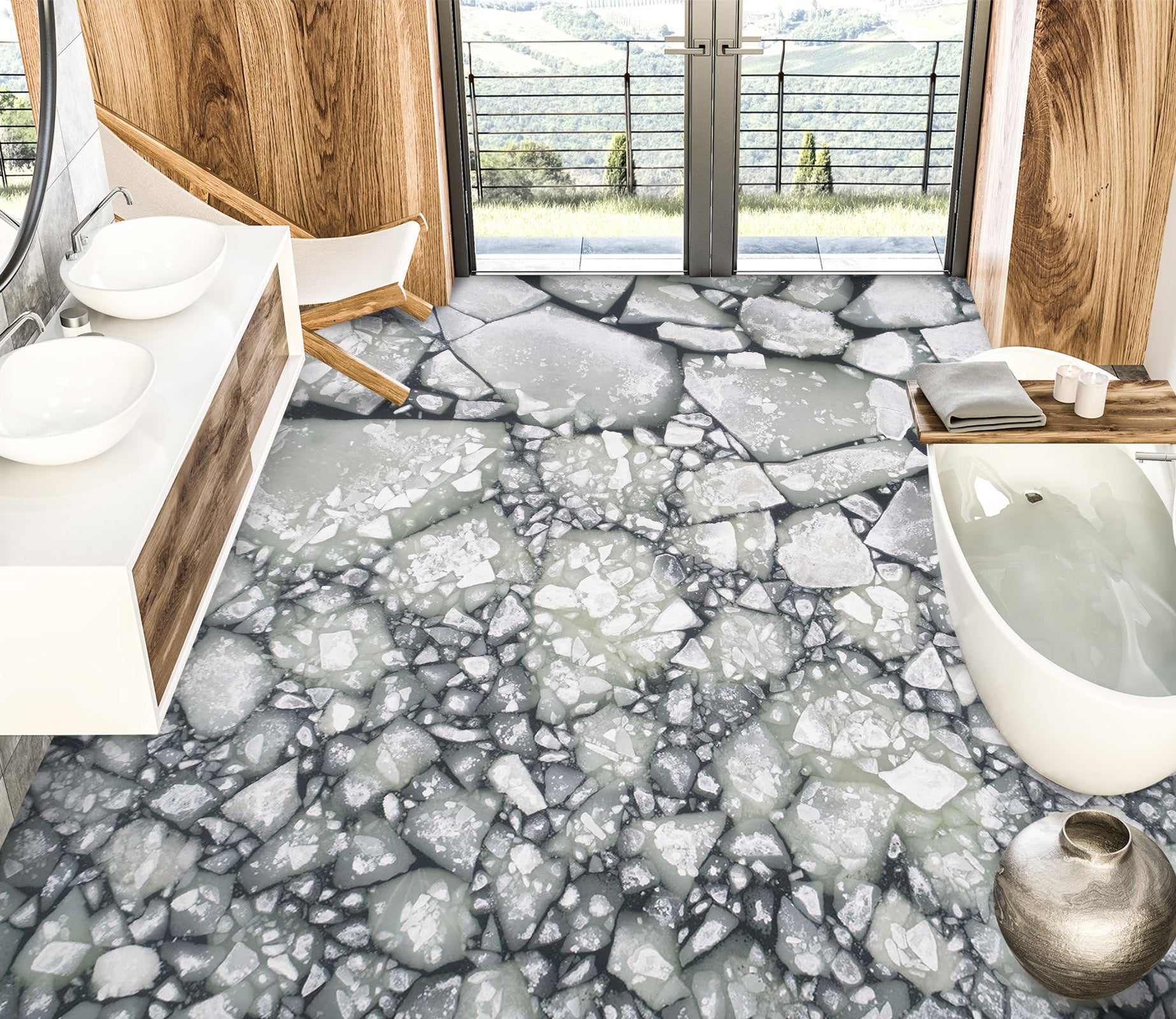 3D Dreamy Gray Stones 386 Floor Mural  Wallpaper Murals Rug & Mat Print Epoxy waterproof bath floor