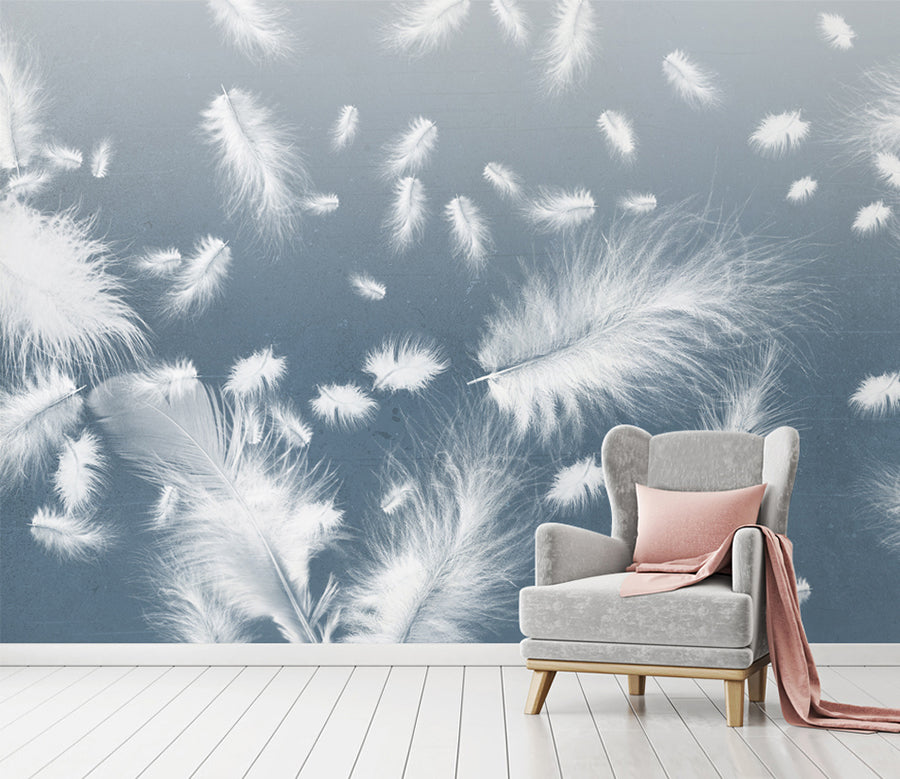 3D White Feather WC018 Wall Murals