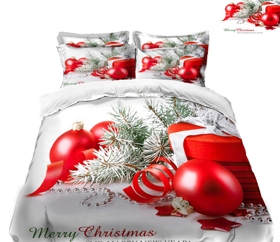 3D Red Ball 31194 Christmas Quilt Duvet Cover Xmas Bed Pillowcases