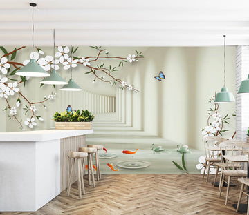 3D White Promenade 1595 Wall Murals