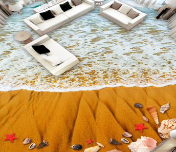 3D Golden Beach 220 Floor Mural  Self-Adhesive Sticker Bathroom Non-slip Waterproof Flooring Murals