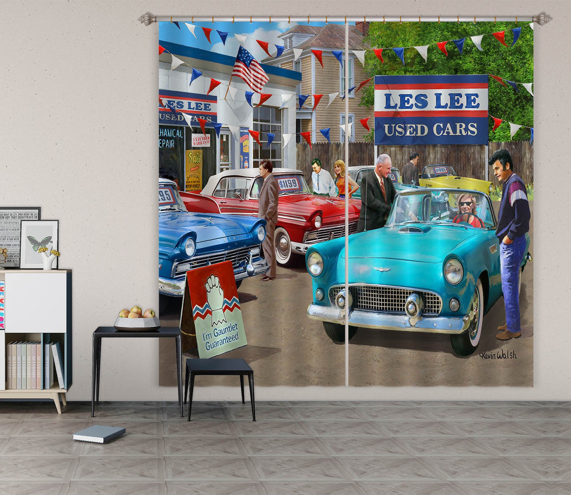 3D Blue Used Cars 158 Kevin Walsh Curtain Curtains Drapes