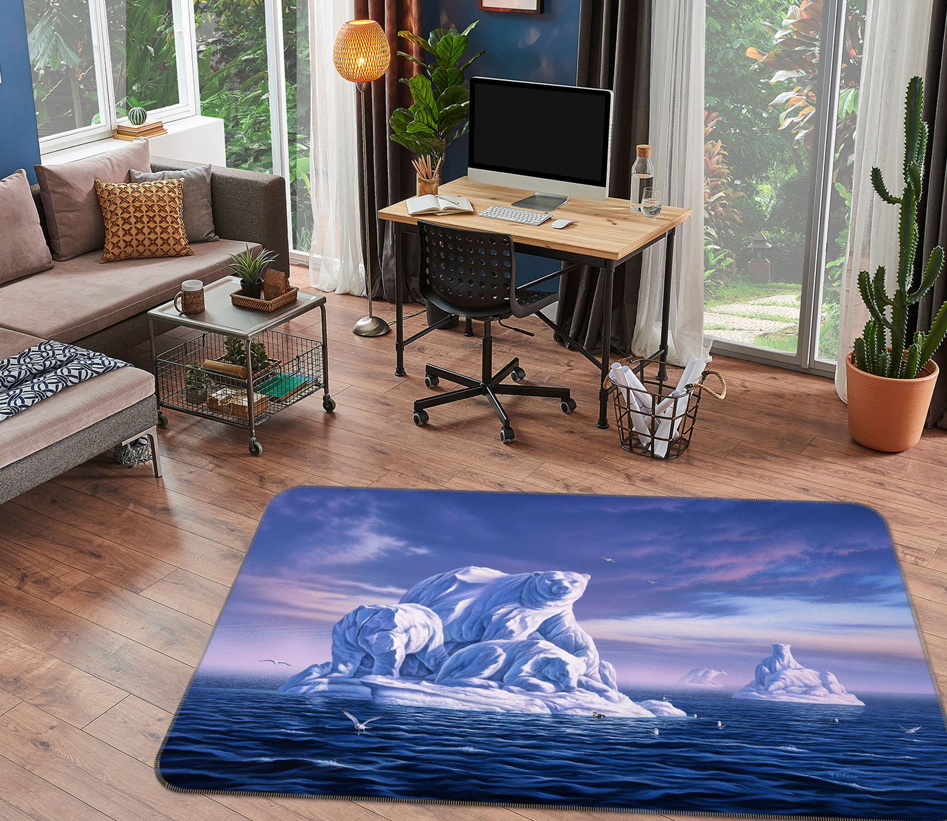 3D Ice Bears 1060 Jerry LoFaro Rug Non Slip Rug Mat