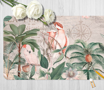 3D Pink Parrot Leaves 5242 Andrea Haase Desk Mat