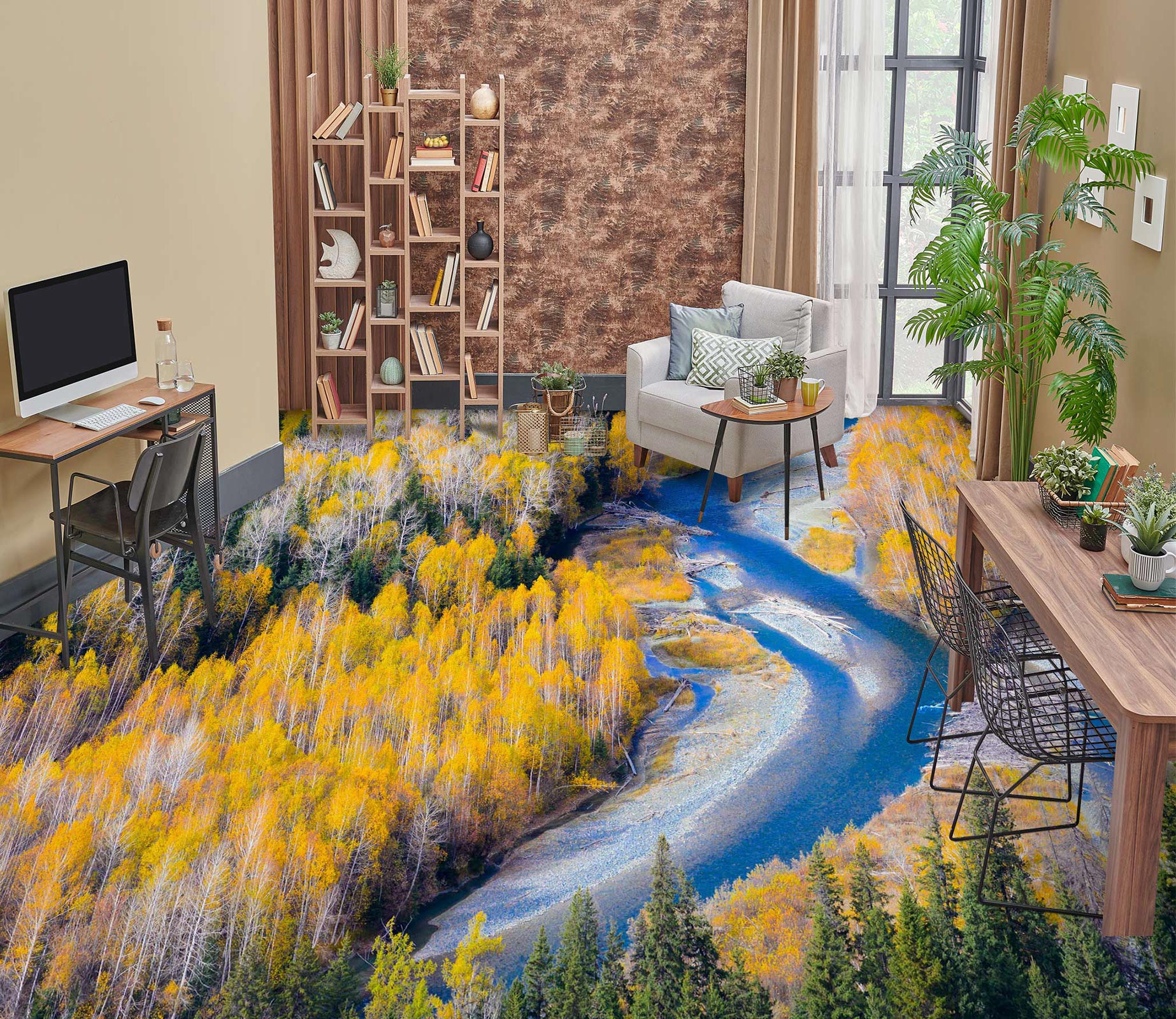 3D Blue River Oil Painting 675 Floor Mural  Wallpaper Murals Rug & Mat Print Epoxy waterproof bath floor