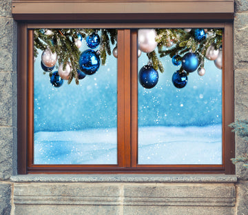 3D Blue White Ball 31066 Christmas Window Film Print Sticker Cling Stained Glass Xmas