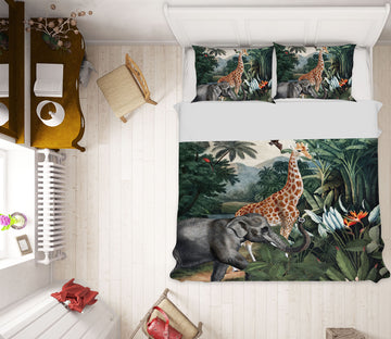 3D Giraffe Elephant 033 Uta Naumann Bedding Bed Pillowcases Quilt