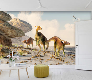 3D Beach Dinosaur 1612 Wall Murals