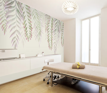 3D White Leaves 370 Wall Murals
