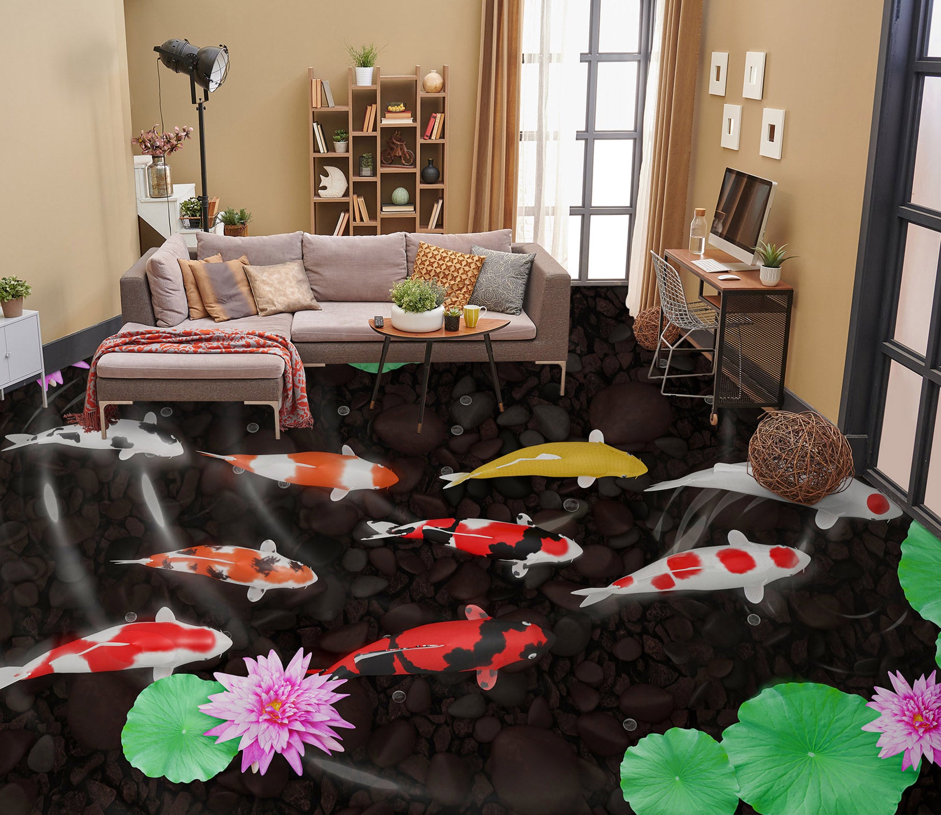 3D Pink Water Lily 254 Floor Mural  Wallpaper Murals Rug & Mat Print Epoxy waterproof bath floor