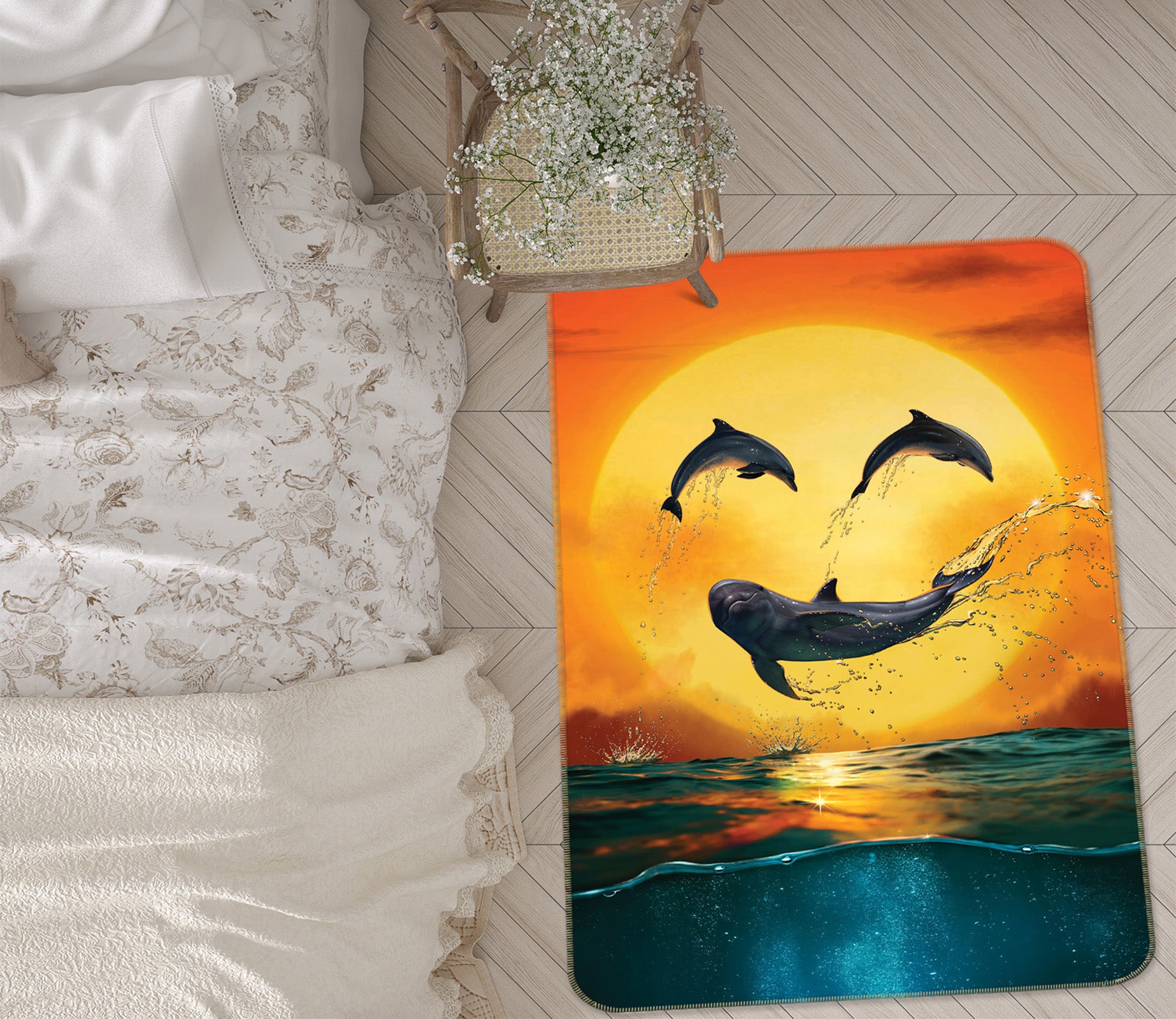 3D Dolphin Emoji Smily Def 1030 Vincent Hie Rug Non Slip Rug Mat