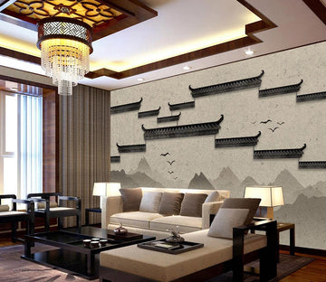 3D Black Roof WC401 Wall Murals