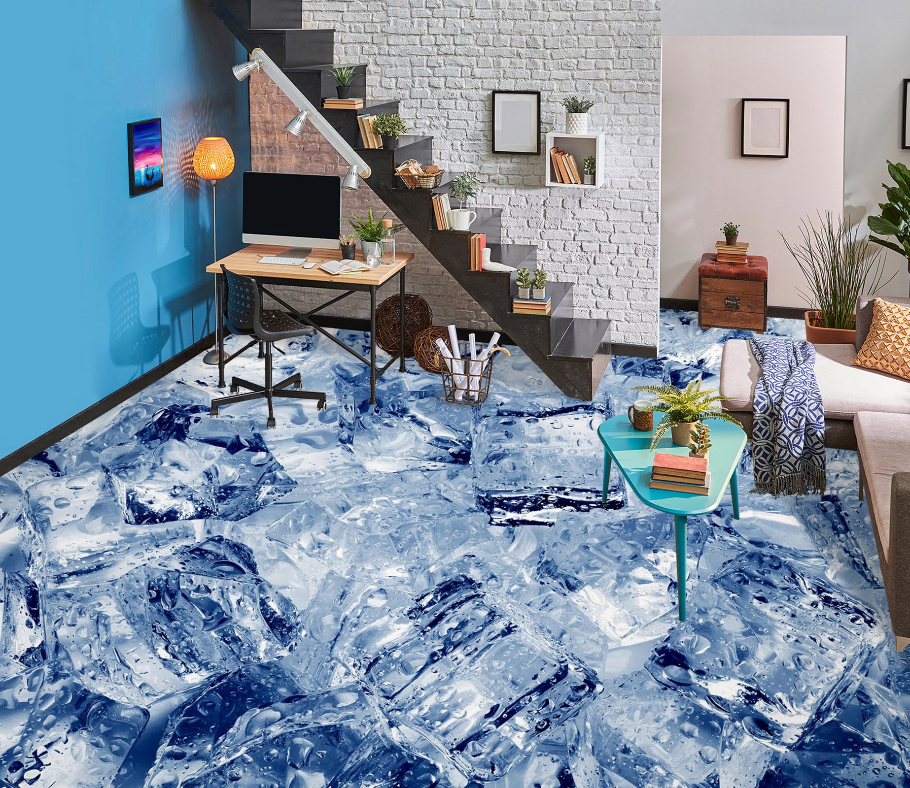 3D Artistic Ice Cubes 1414 Floor Mural  Wallpaper Murals Self-Adhesive Removable Print Epoxy