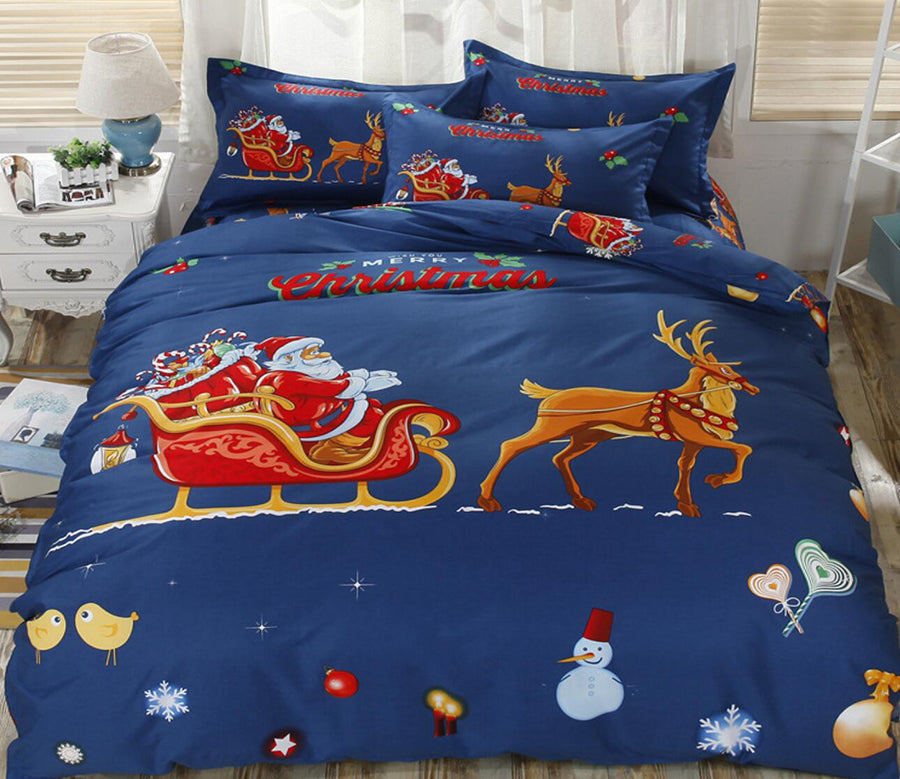 3D Santa Sleigh Deer 32162 Christmas Quilt Duvet Cover Xmas Bed Pillowcases
