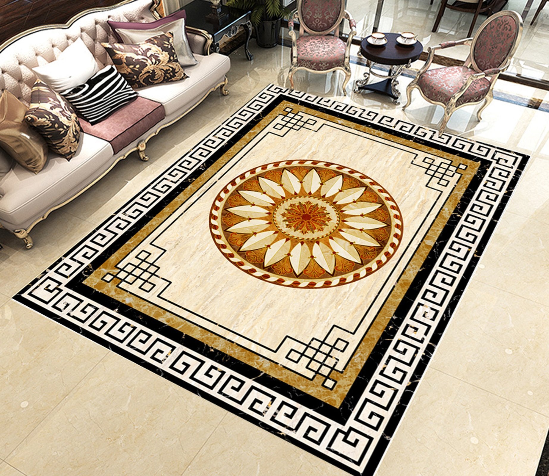 3D Round Yellow Petals WG524 Floor Mural Wallpaper AJ Wallpaper 2 