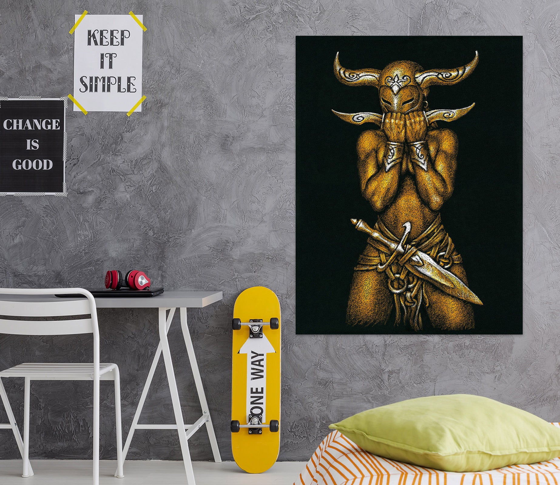 3D Horn Mask Man 8119 Ciruelo Wall Sticker