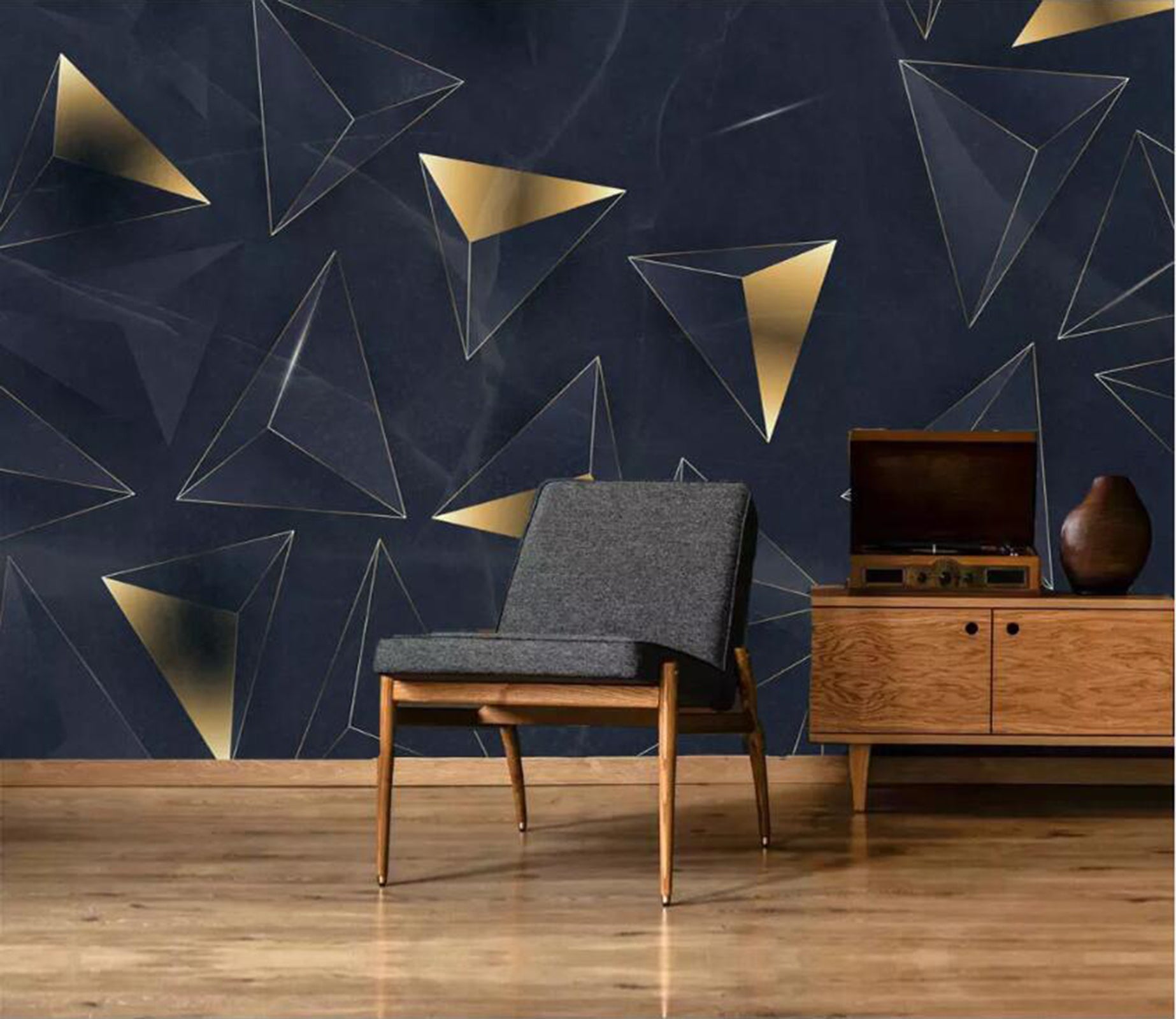 3D Golden Triangle WC92 Wall Murals Wallpaper AJ Wallpaper 2 