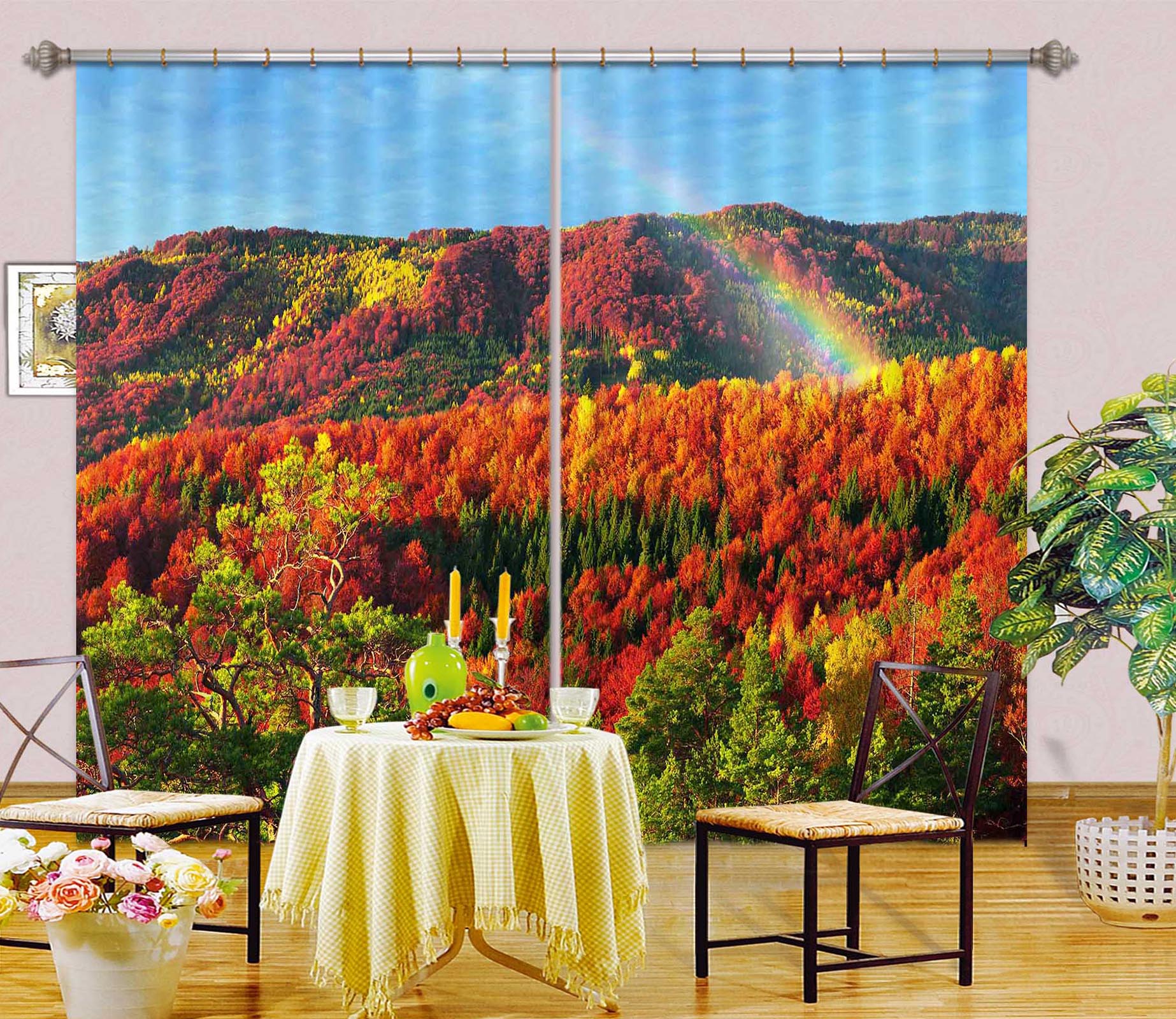 3D Red Steppe 831 Curtains Drapes
