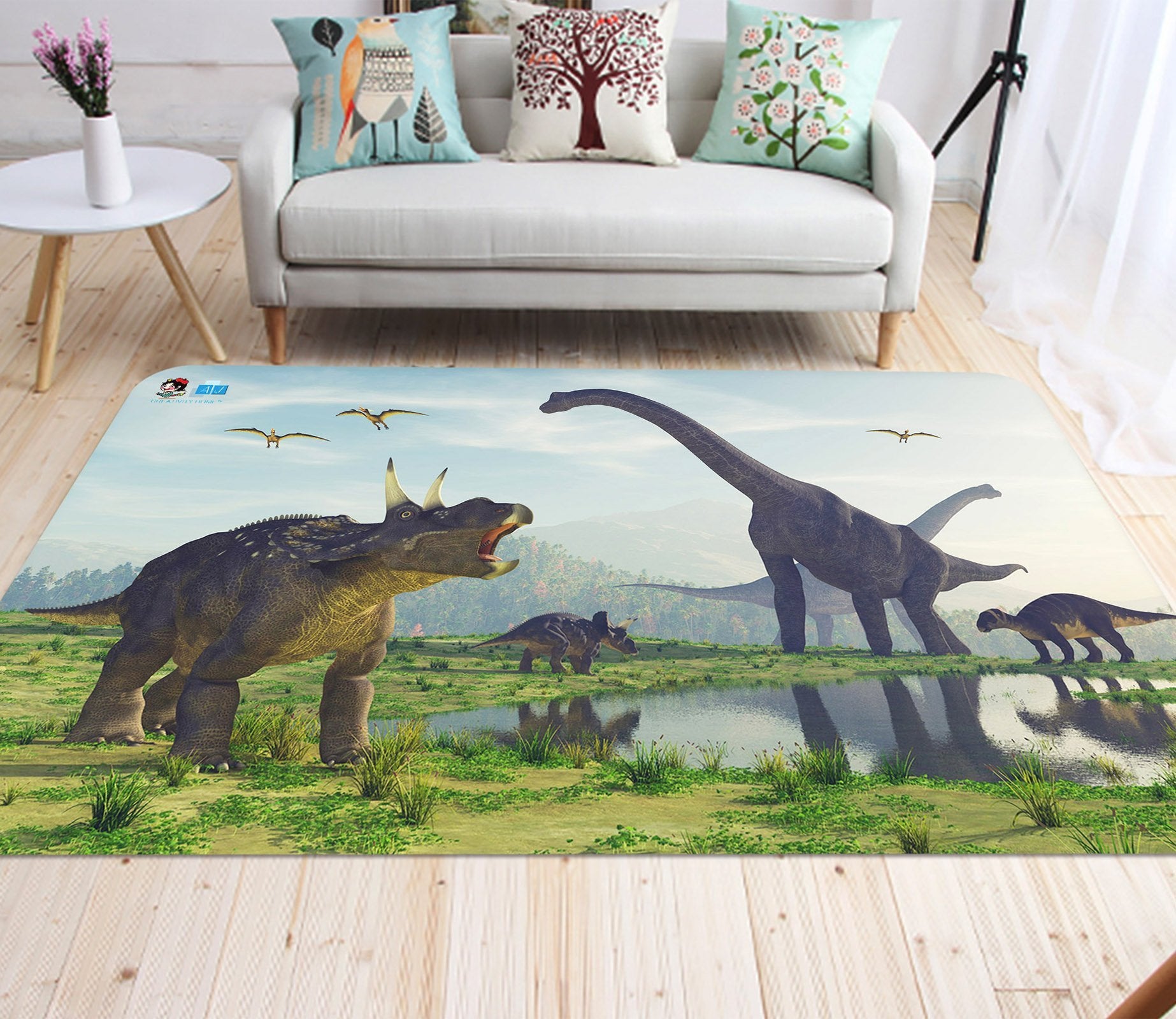 3D Brontosaurus Horned Dragon 79 Non Slip Rug Mat Mat AJ Creativity Home 