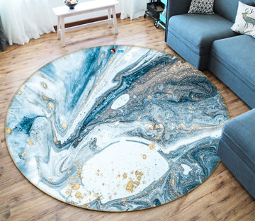 3D Light Blue Rotation Center 151 Round Non Slip Rug Mat Mat AJ Creativity Home 