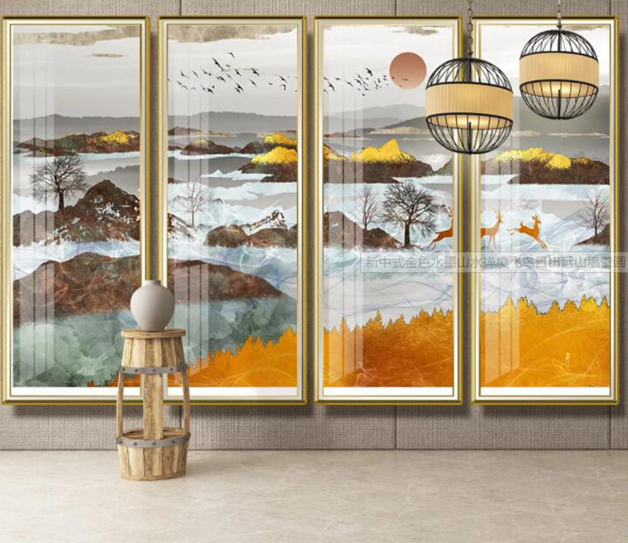 3D Orange Fawn WC2219 Wall Murals