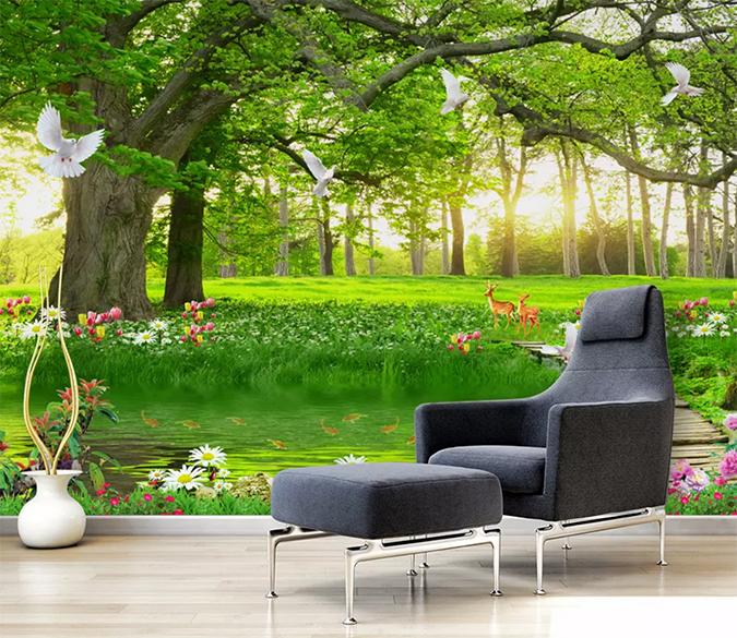 3D Green Forest 616 Wall Murals Wallpaper AJ Wallpaper 2 