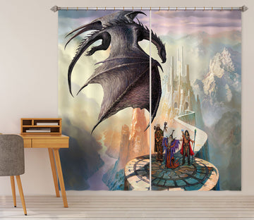 3D Fly Dragon Castle 8031 Ciruelo Curtain Curtains Drapes