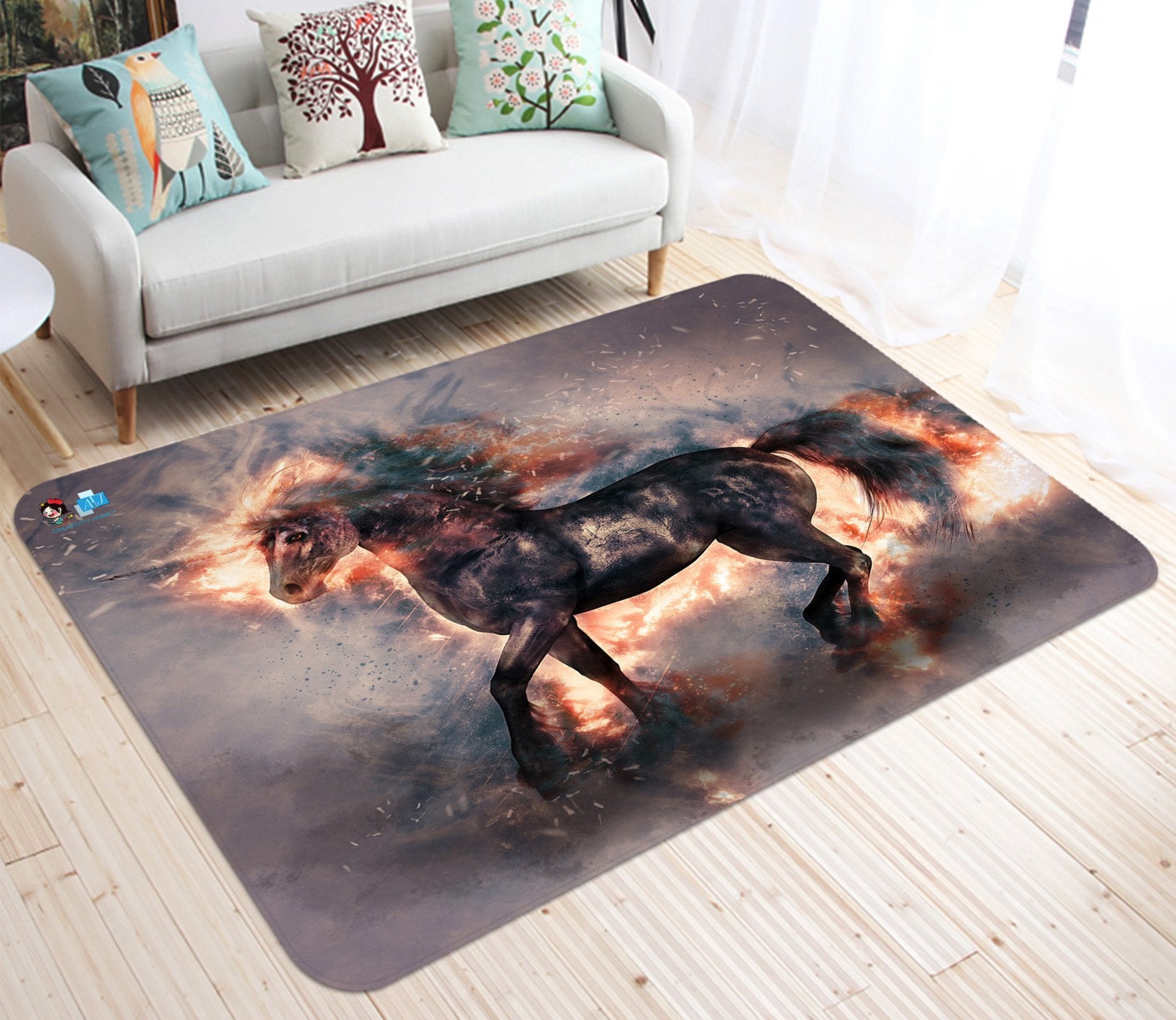 3D Spark Black Unicorn 16 Non Slip Rug Mat Mat AJ Creativity Home 