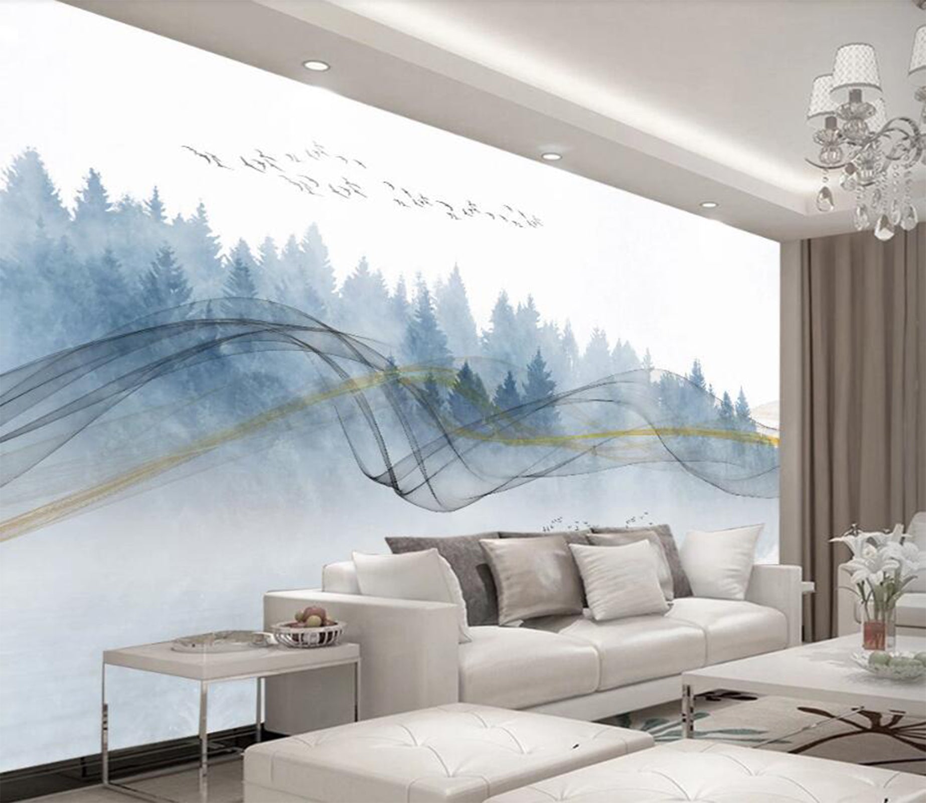 3D Light Blue Woods 2218 Wall Murals