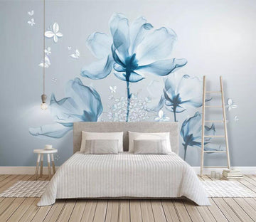 3D Blue Flowers WC78 Wall Murals Wallpaper AJ Wallpaper 2 