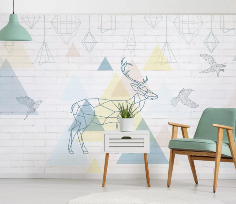 3D Blue Triangle WC1127 Wall Murals