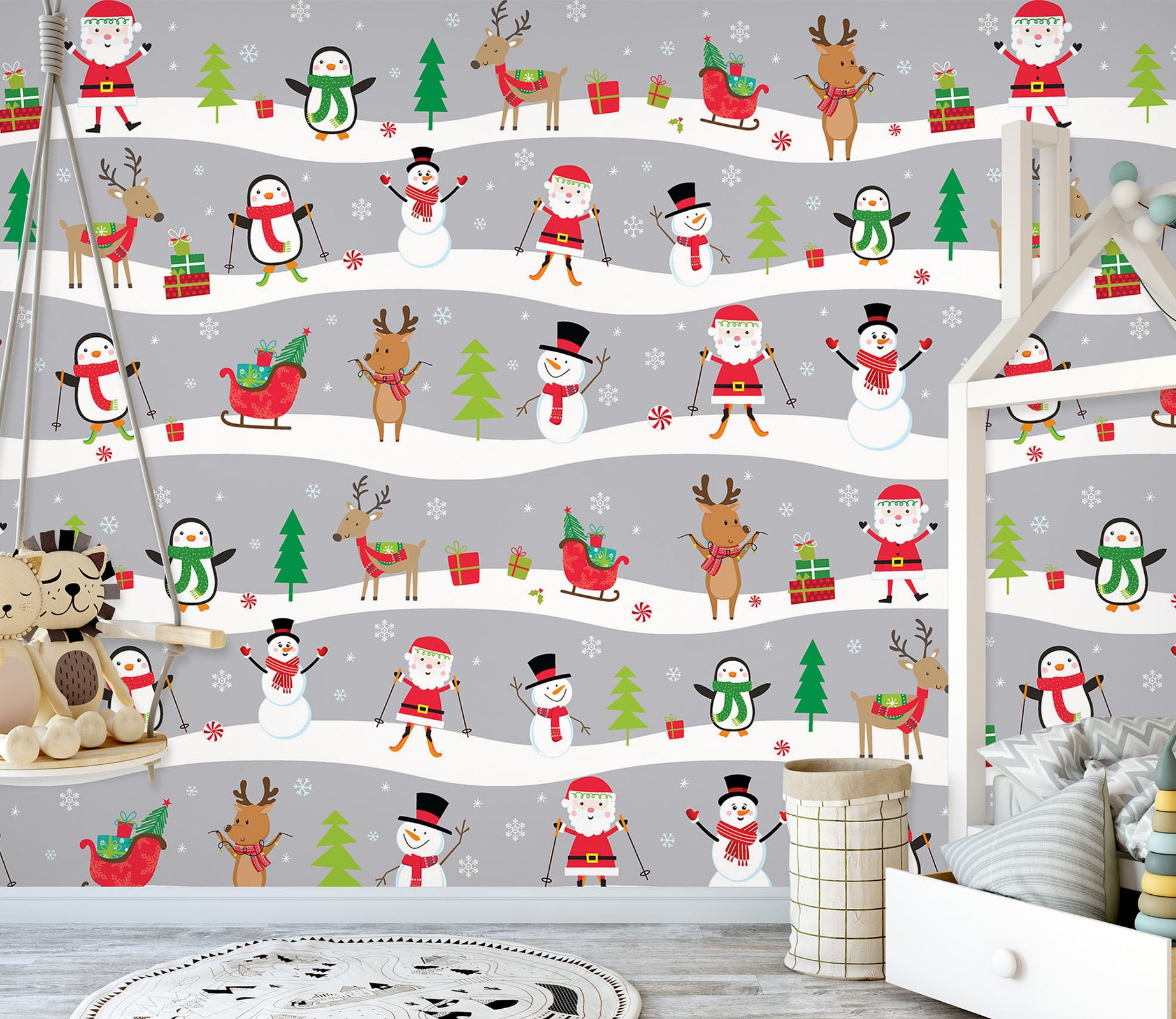 3D Snowman Penguin Deer Pattern 57055 Wall Murals