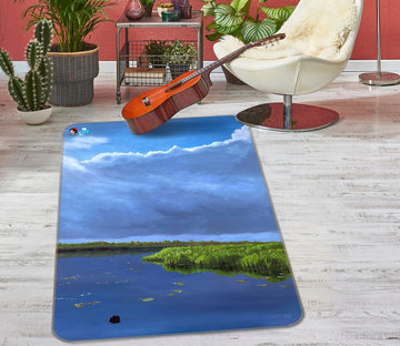3D Blue Sky Lake Meadow 9711 Marina Zotova Rug Non Slip Rug Mat