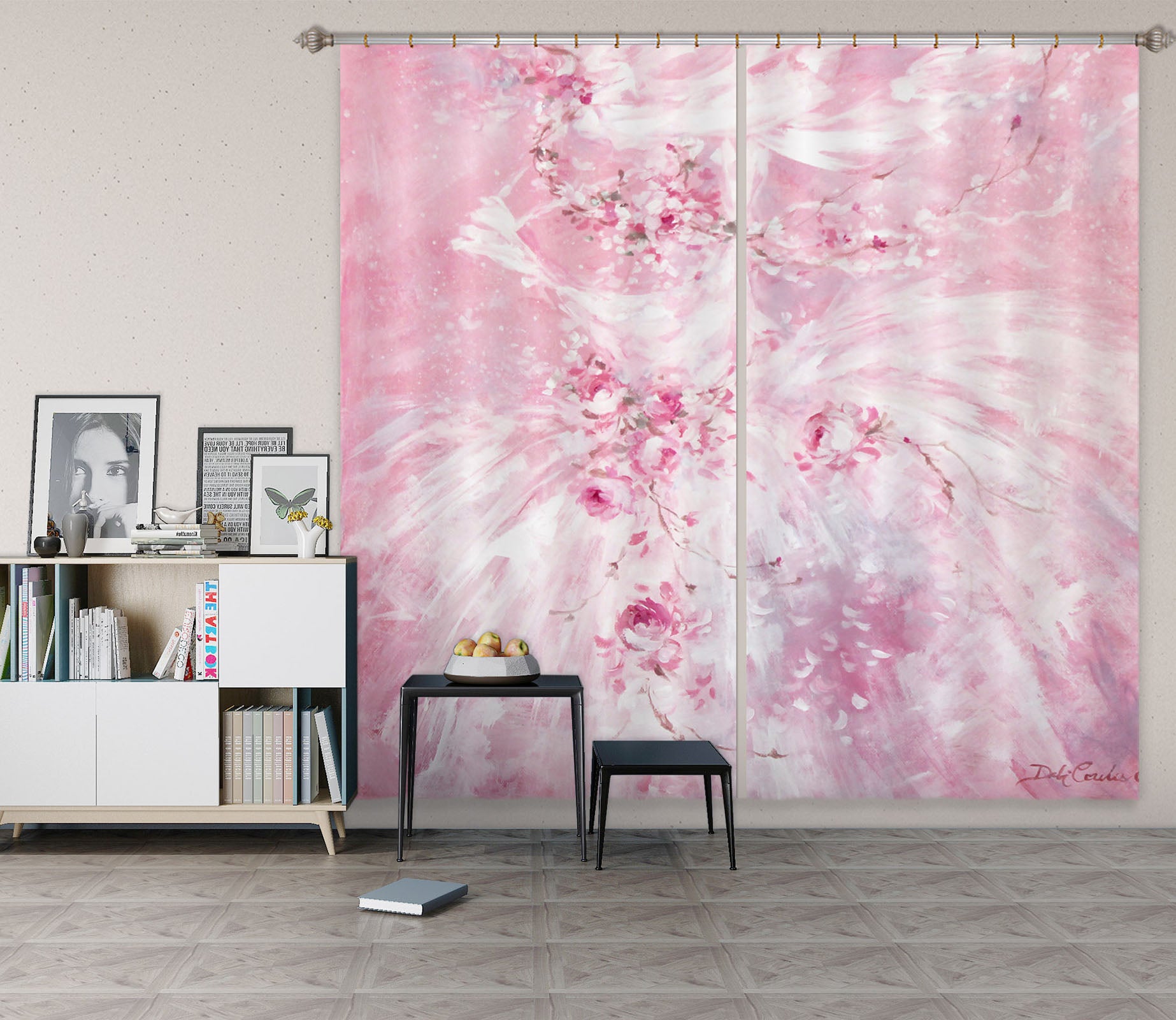 3D Pink Rose Dress 1023 Debi Coules Curtain Curtains Drapes