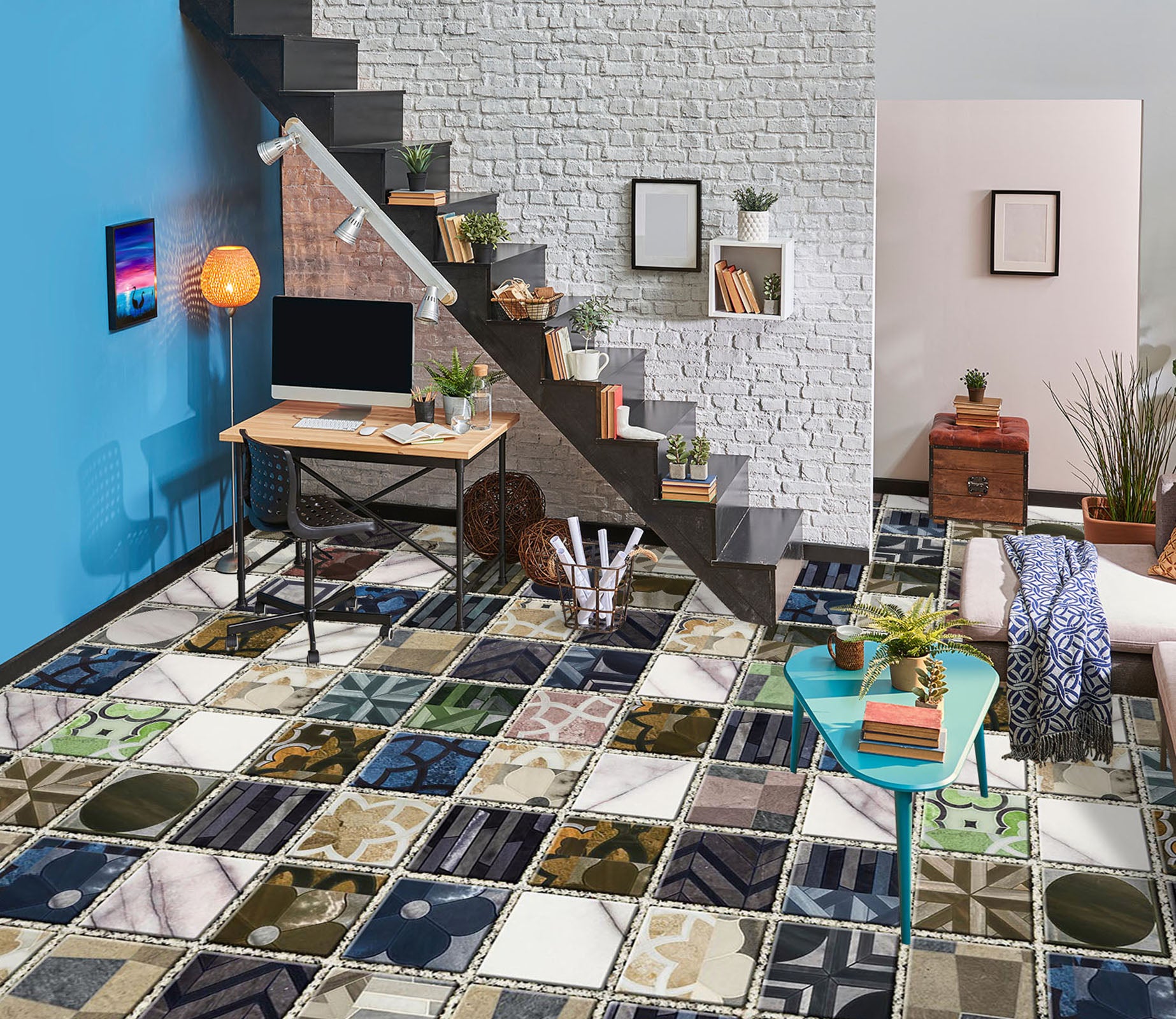 3D Chic Color Squares 933 Floor Mural  Wallpaper Murals Rug & Mat Print Epoxy waterproof bath floor