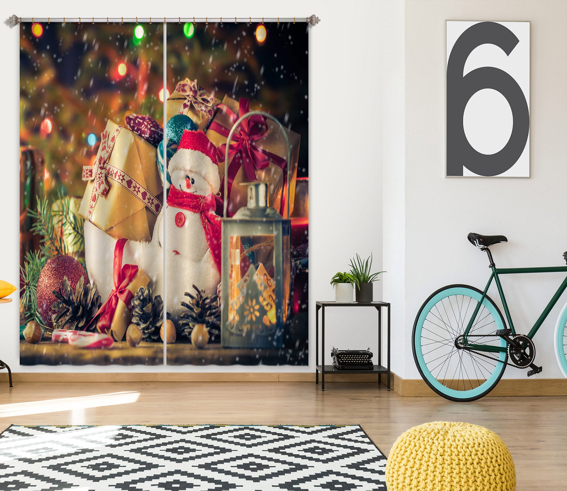 3D Snowman Doll Gift 53080 Christmas Curtains Drapes Xmas