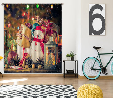 3D Snowman Doll Gift 53080 Christmas Curtains Drapes Xmas