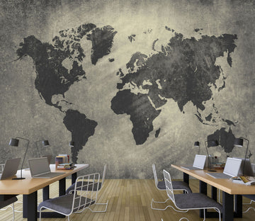 3D Black Pattern 2031 World Map Wall Murals