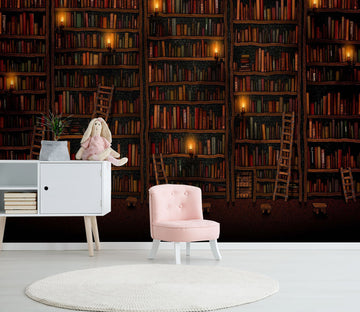 3D Hand Painted Bookshelf 015 Wall Murals