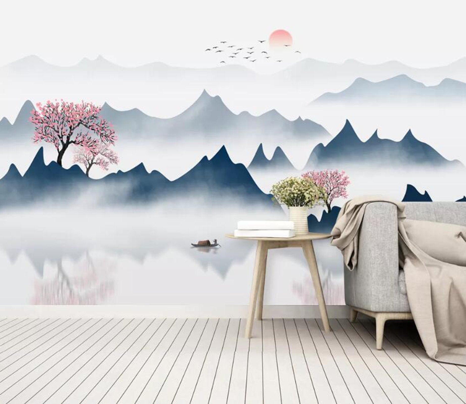 3D Beautiful River Mountain WC51 Wall Murals Wallpaper AJ Wallpaper 2 