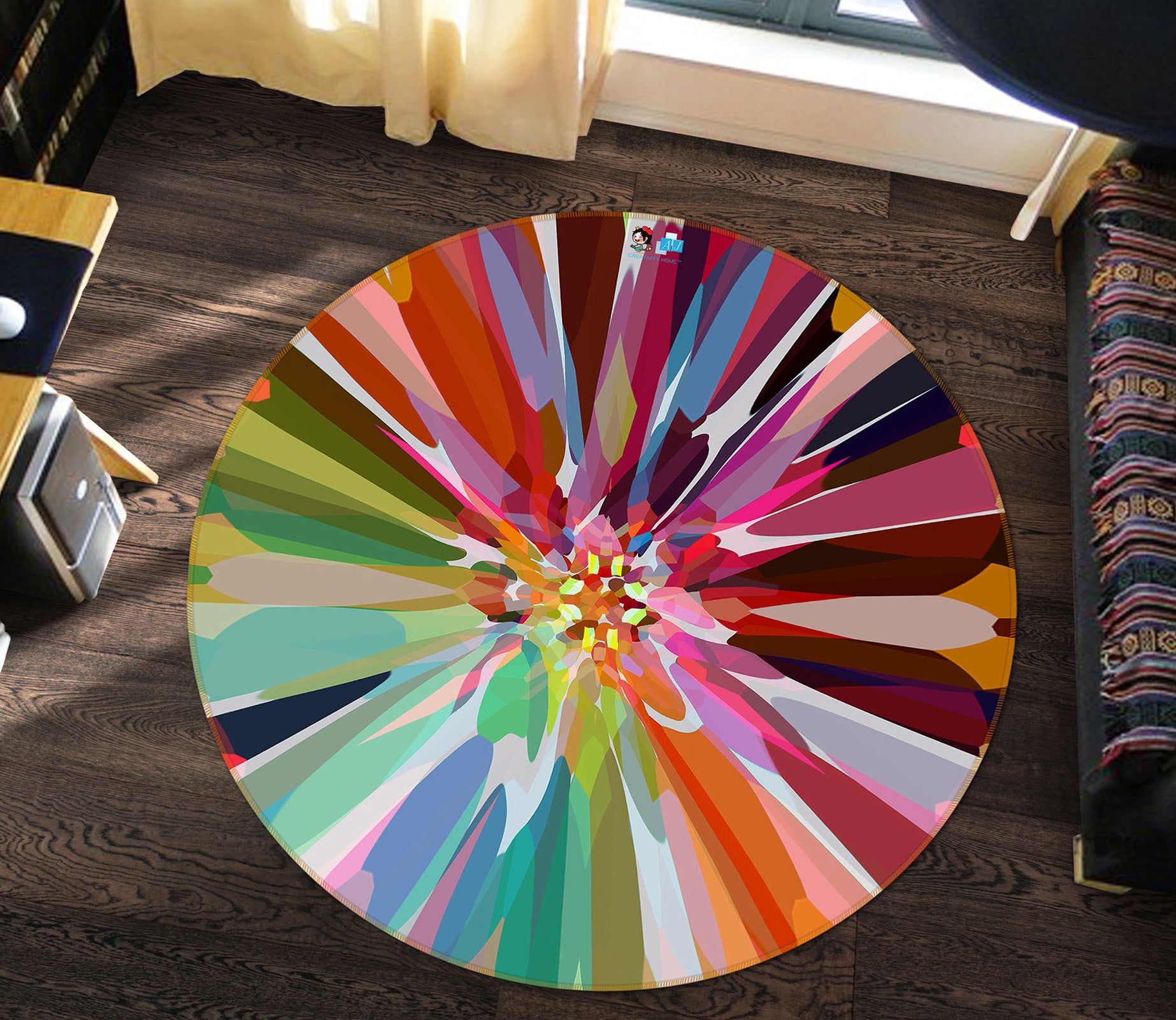 3D Color Flower Core 191105 Shandra Smith Rug Round Non Slip Rug Mat