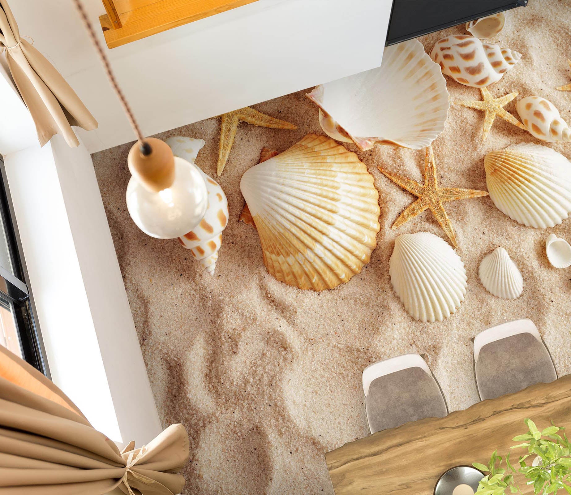 3D White Shells And Conch 195 Floor Mural  Wallpaper Murals Rug & Mat Print Epoxy waterproof bath floor