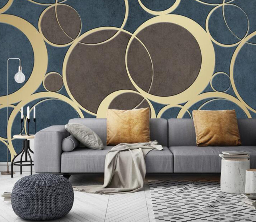 3D Two-color Circle 428 Wall Murals
