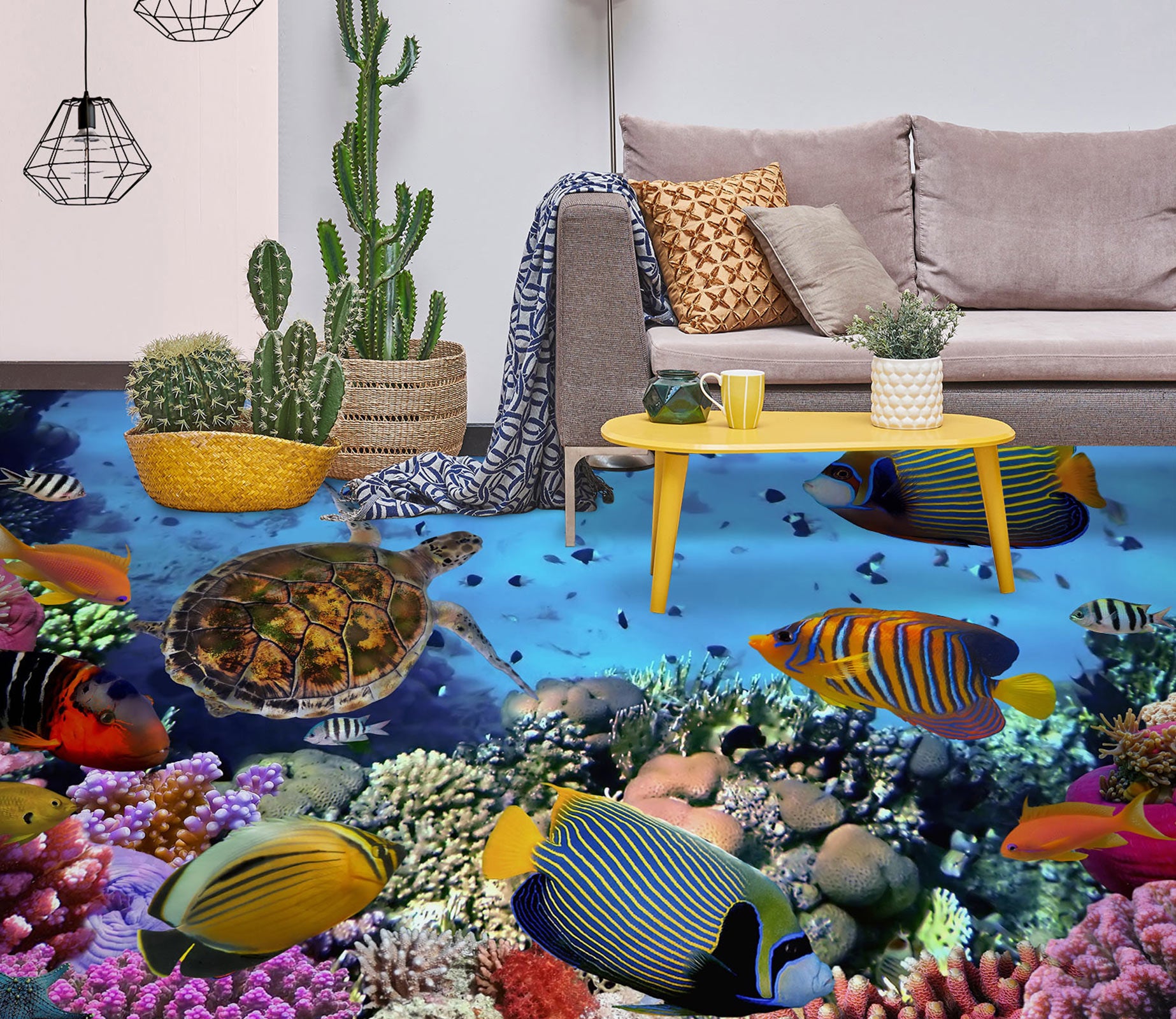 3D Fun Striped Fish 630 Floor Mural  Wallpaper Murals Rug & Mat Print Epoxy waterproof bath floor