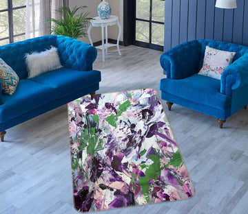3D Purple Flowers 3022 Allan P. Friedlander Rug Non Slip Rug Mat